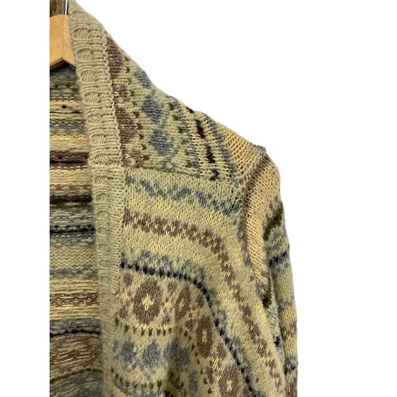 Sleeping on Snow Womens Sweater Medium Beige Printed Cardigan Long Sleeve Wool - Picture 4 of 11